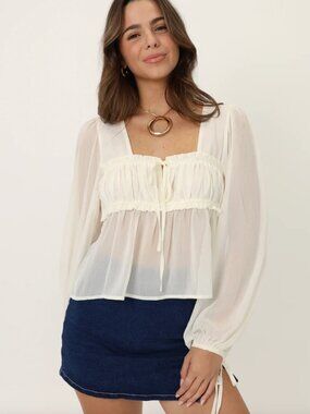 Grey Bandit White Long Sleeve Blouse NWT - Small